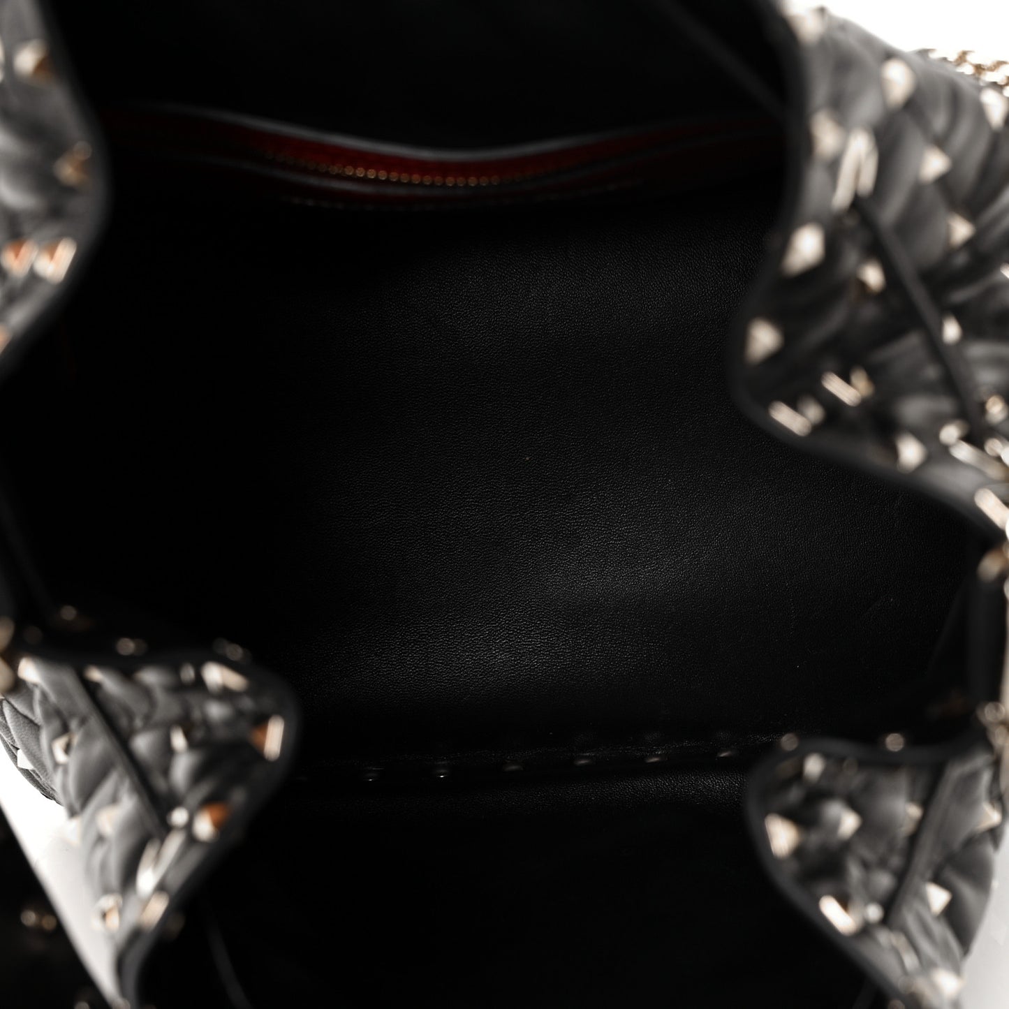 Nappa Medium Rockstud Spike Bucket Bag Black
