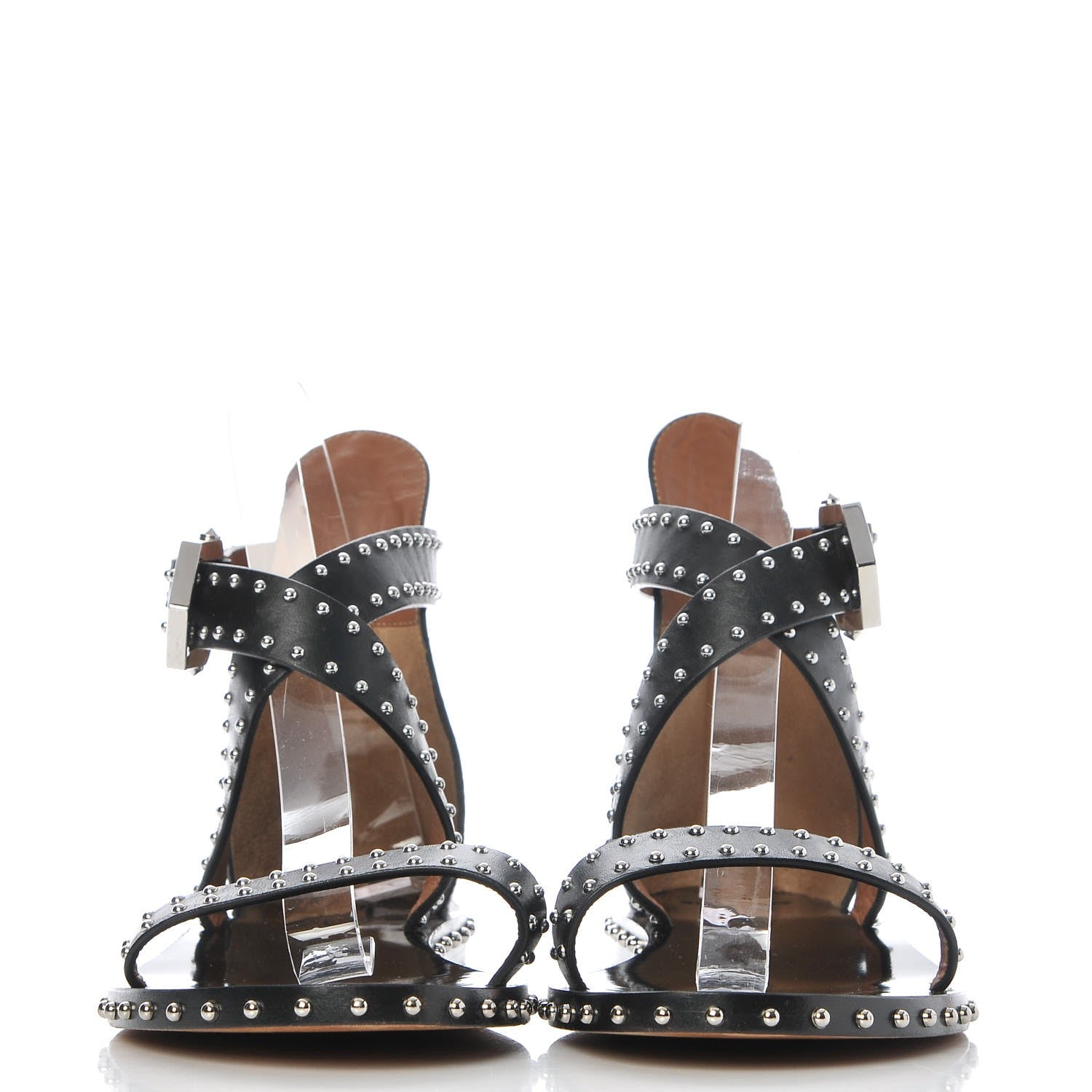 Givenchy Calfskin Studded Elegant Flat Sandals 36.5 Black 2 of 11