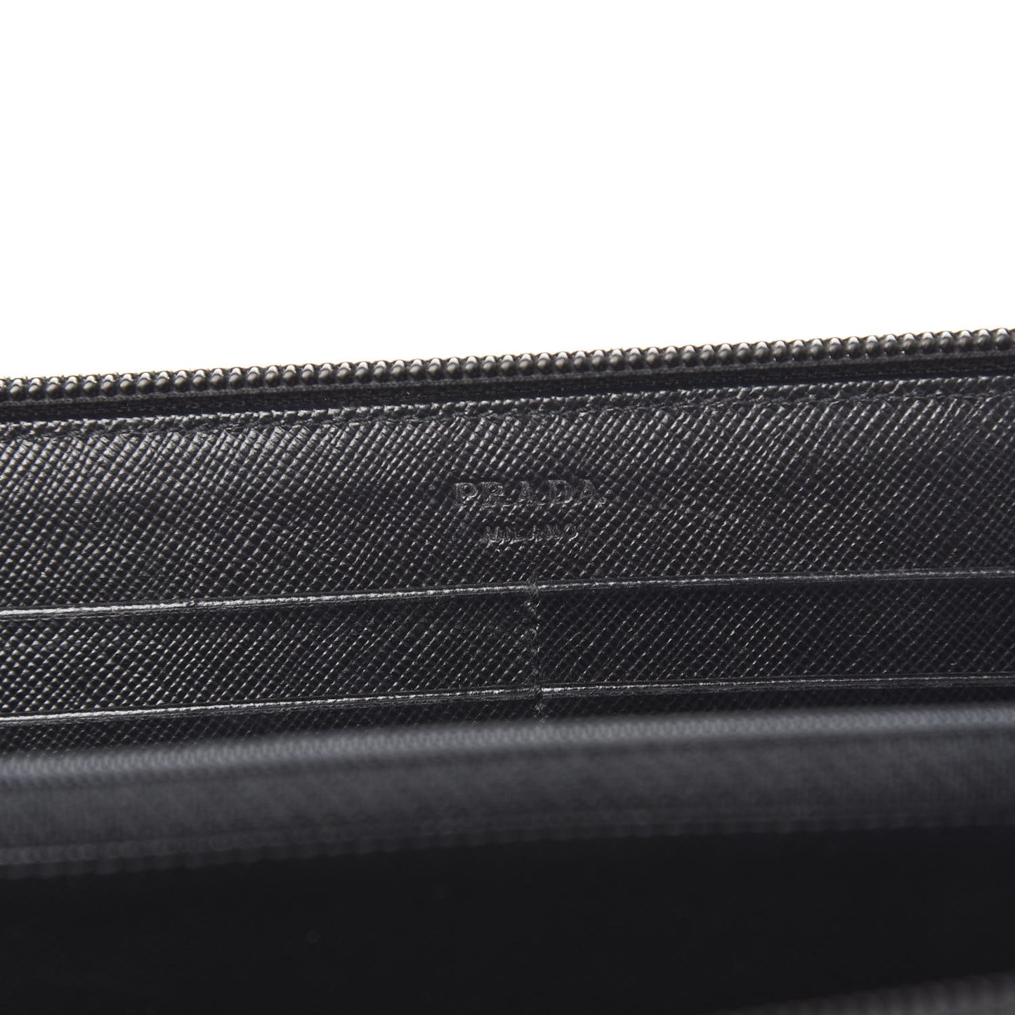 Saffiano Triangle Zip Around Wallet Black