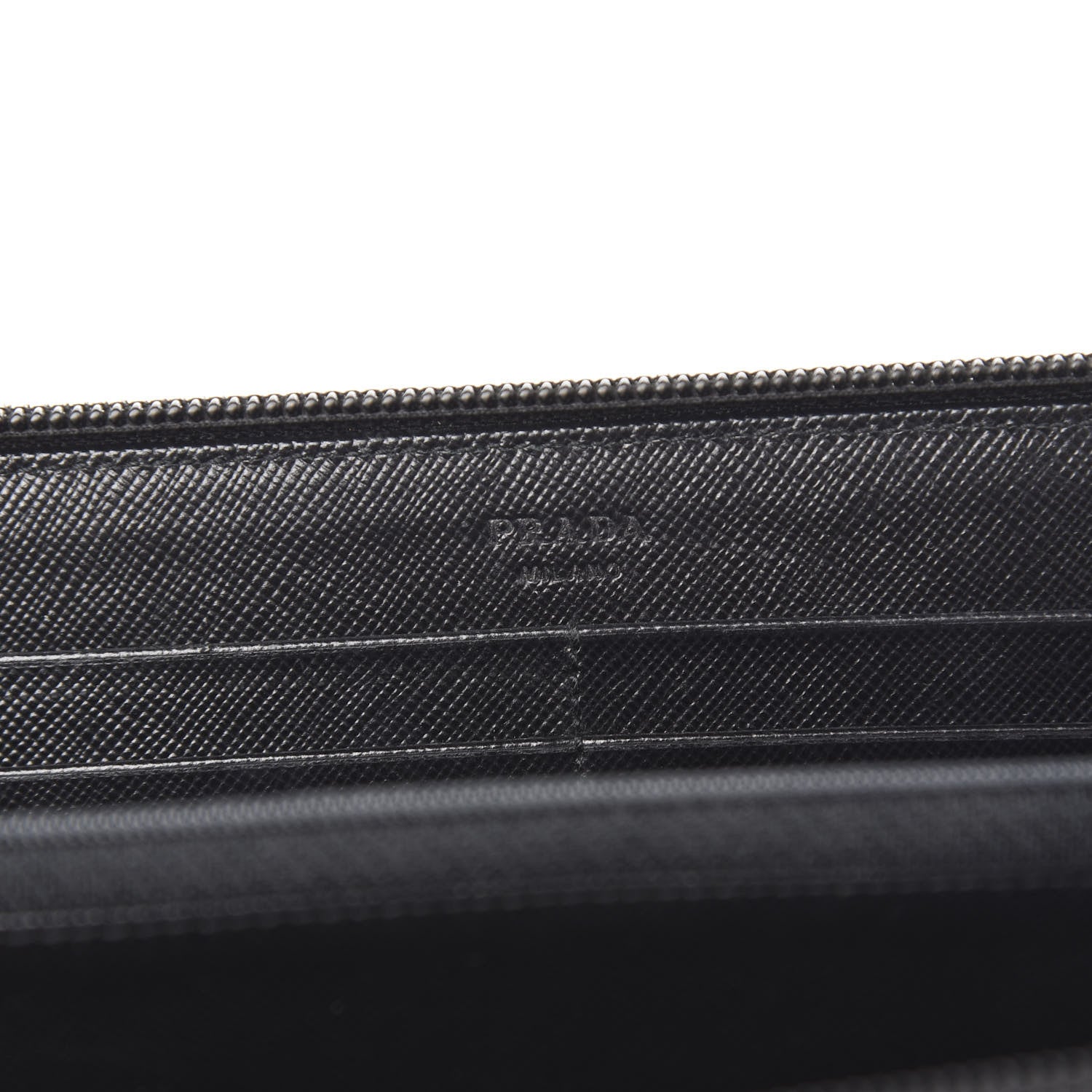Prada Saffiano Triangle Zip Around Wallet Black 5 of 11