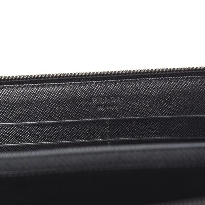 Prada Saffiano Triangle Zip Around Wallet Black 5 of 11