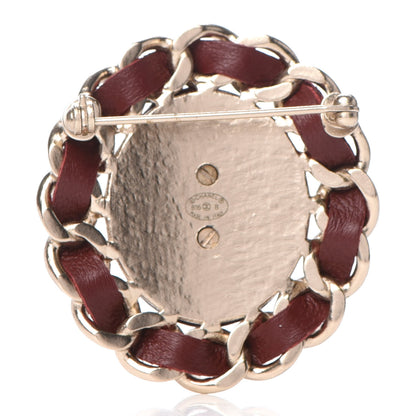 Chanel Lambskin CC Brooch Red Gold 3 of 5