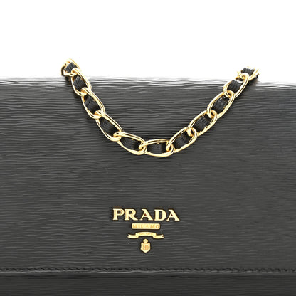 Prada Vitello Move Metal Oro Chain Wallet Black 8 of 10