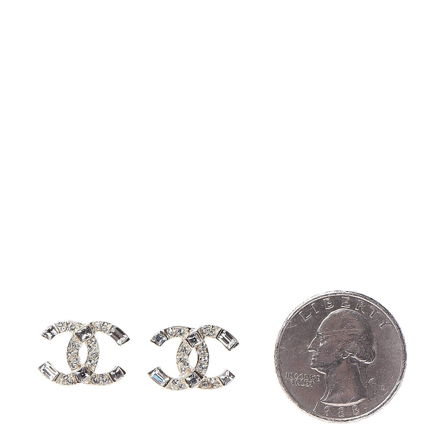 Chanel Crystal CC Earrings Gold 2 of 5