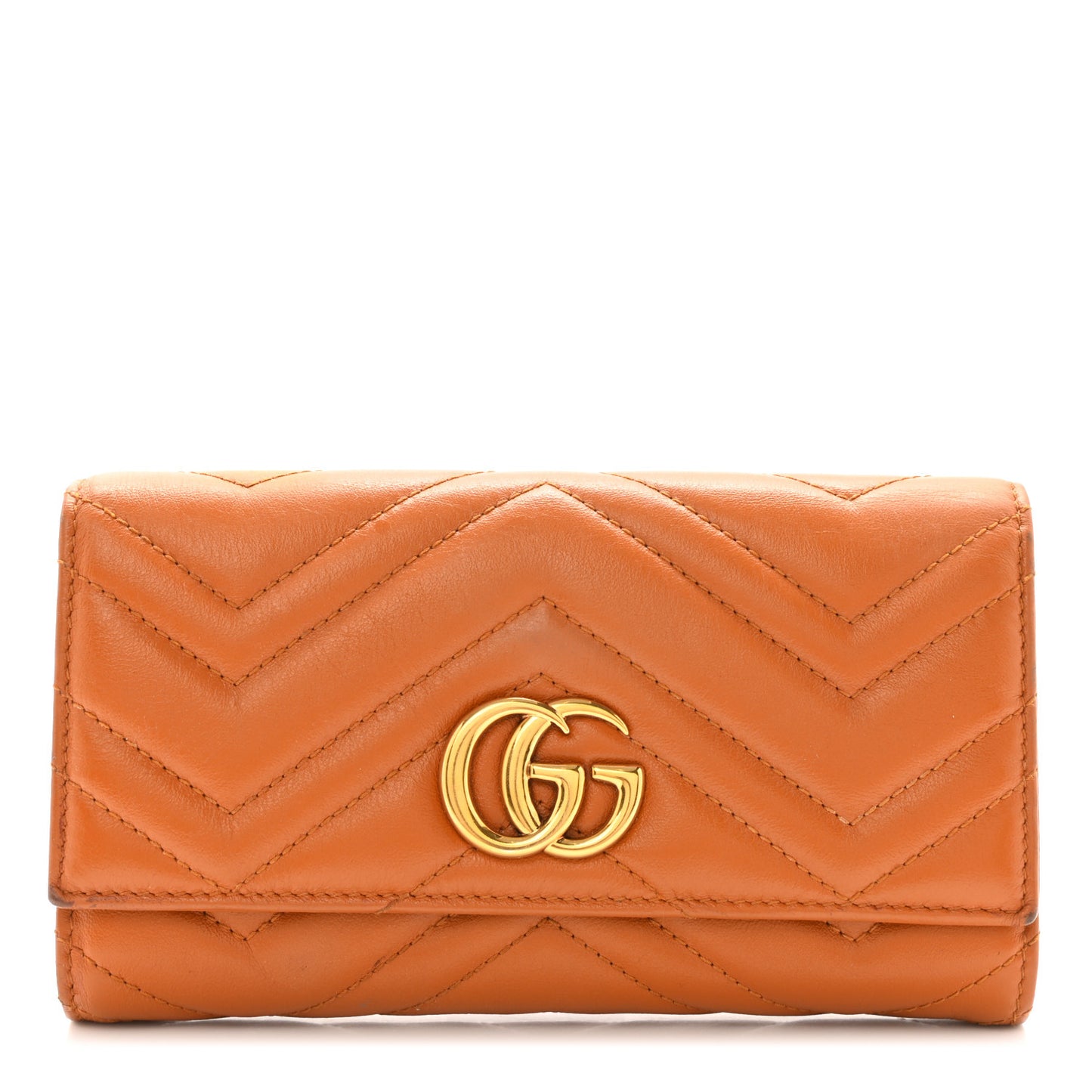Calfskin Matelasse GG Marmont Continental Wallet Cognac