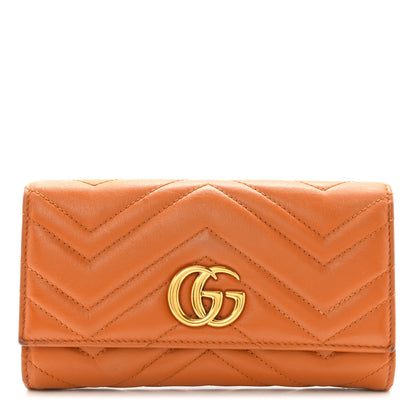 Gucci Calfskin Matelasse GG Marmont Continental Wallet Cognac 1 of 9