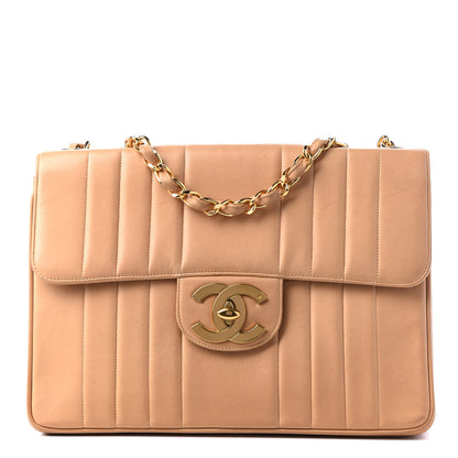 Chanel Lambskin Vertical Quilted Jumbo Single Flap Beige 1 of 9