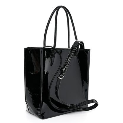 Balenciaga Patent Calfskin Logo Shopping Tote XXS Black 3 of 10