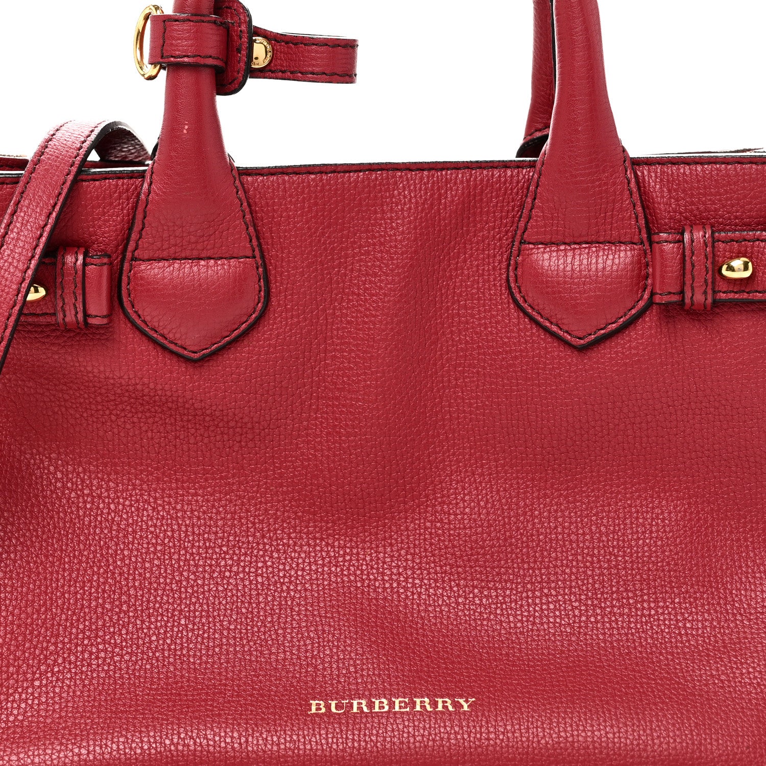 Burberry Grainy Calfskin House Check Small Banner Tote Red 7 of 9