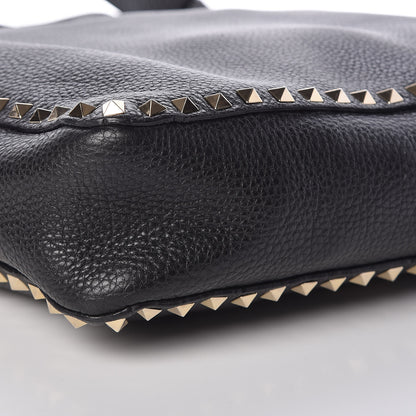 Valentino Garavani Pebbled Calfskin Large Rockstud Flip-Lock Messenger Bag Black 7 of 8