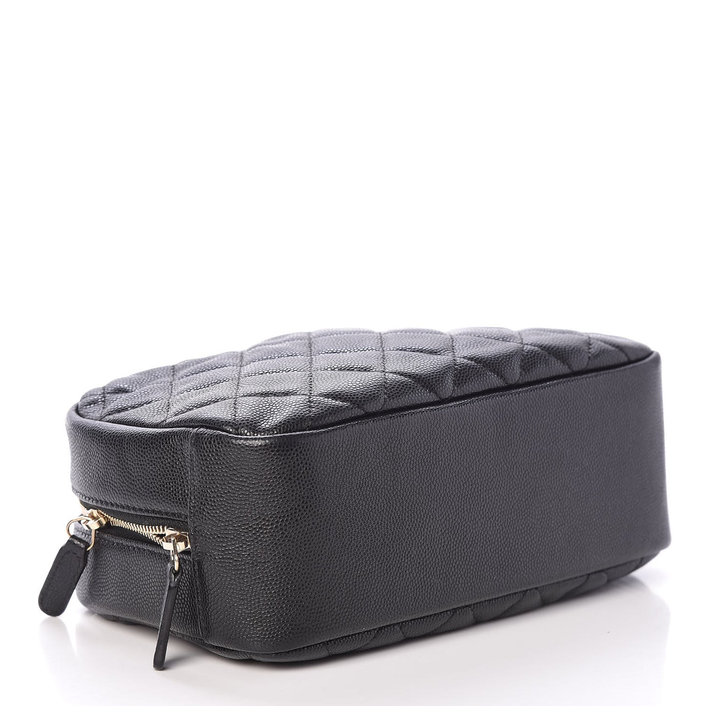 Caviar Quilted Curvy Pouch Cosmetic Case Black