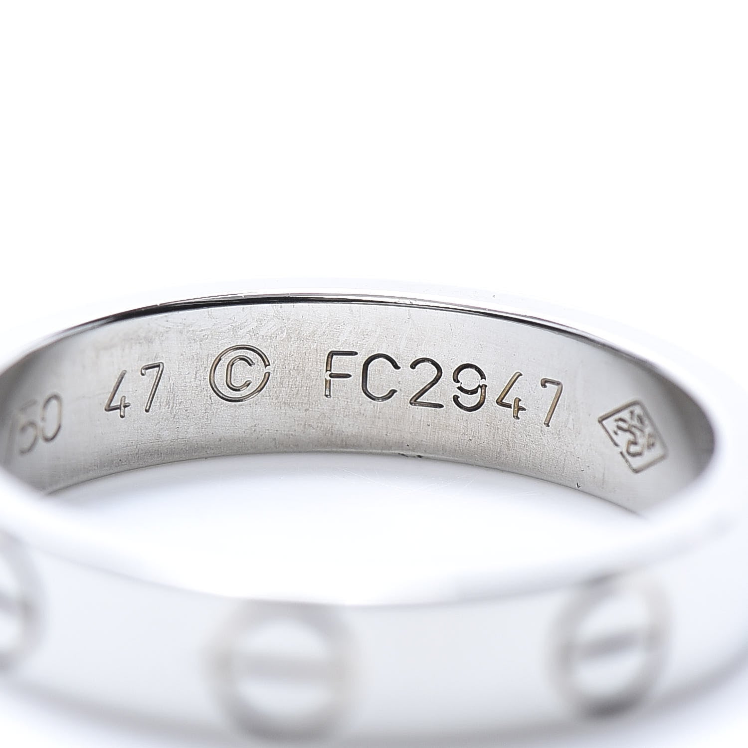 Cartier 18K White Gold 3.5mm LOVE Wedding Band Ring 47 4 5 of 5