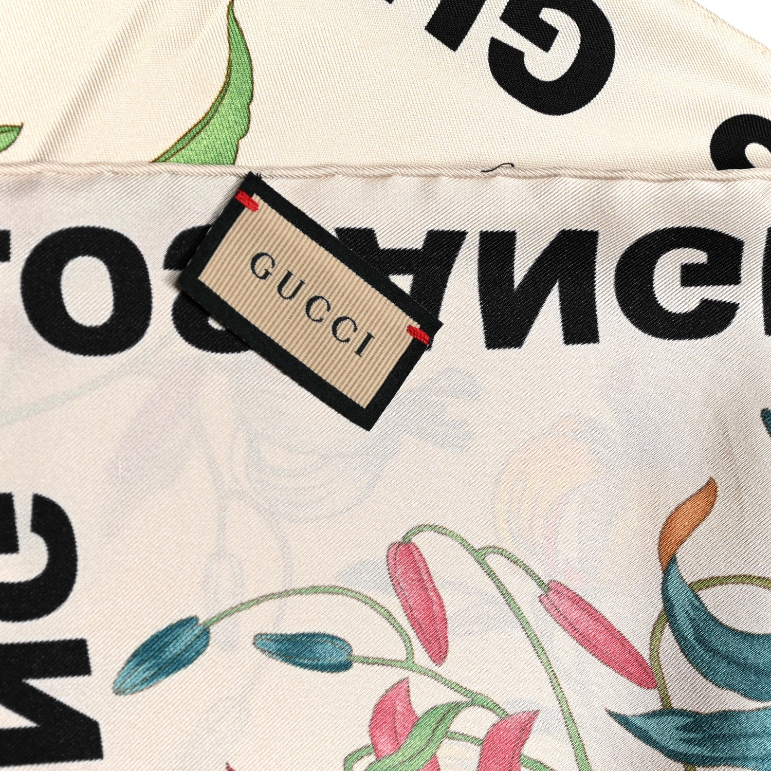 Gucci Silk Palm Spring Flower Print Scarf Off White 5 of 5