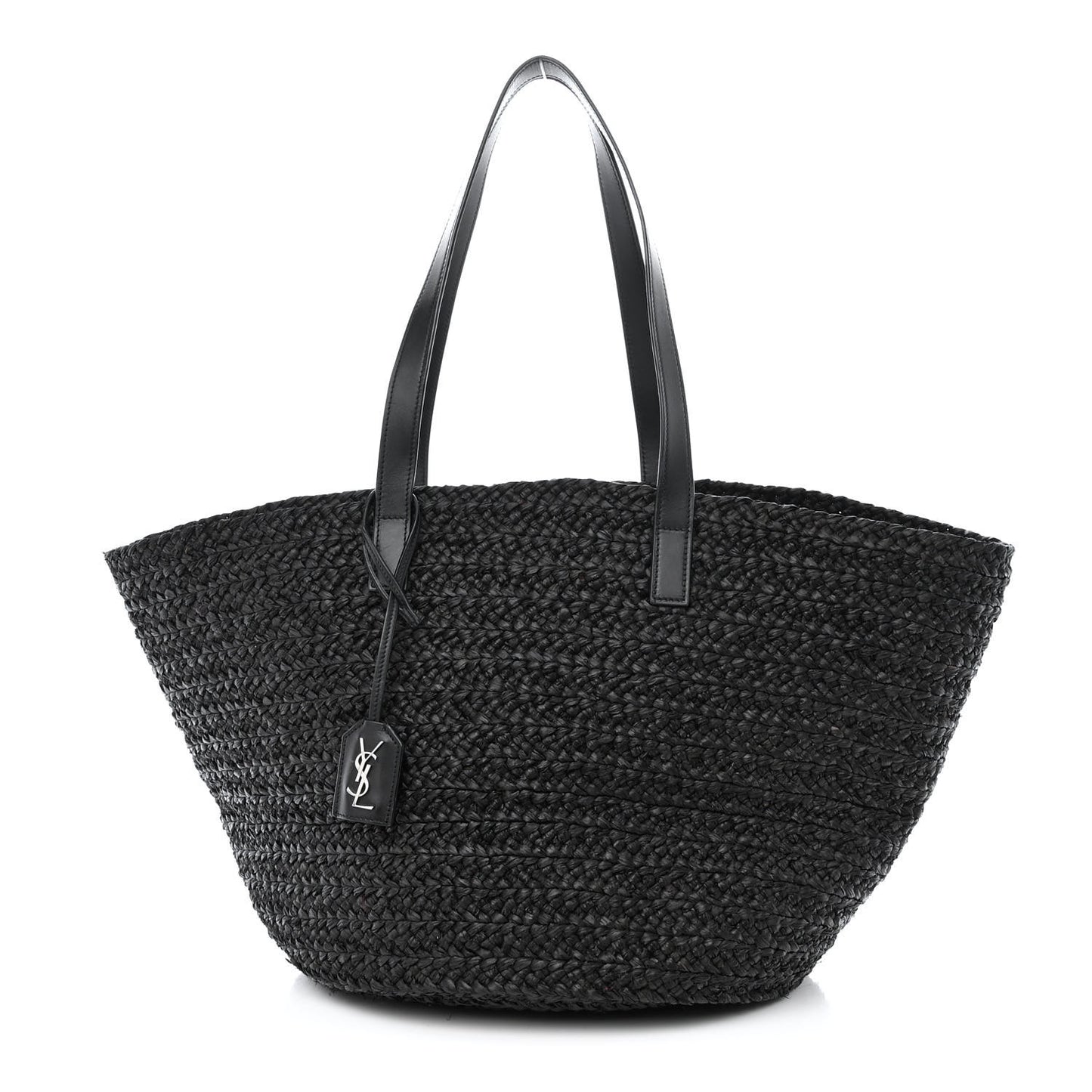 Raffia Medium Panier Bag Black