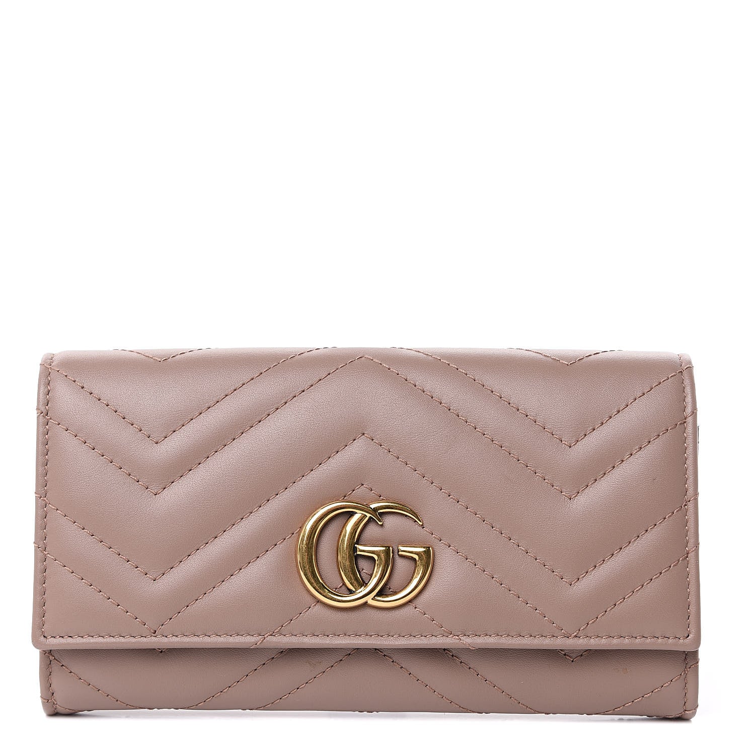 Gucci Calfskin Matelasse GG Marmont Continental Wallet Porcelain Rose 1 of 11