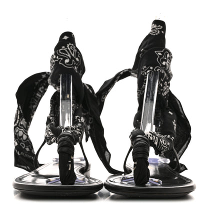 Saint Laurent Calfskin Cotton Paisley Print Flat Sandals 37.5 Black 3 of 9