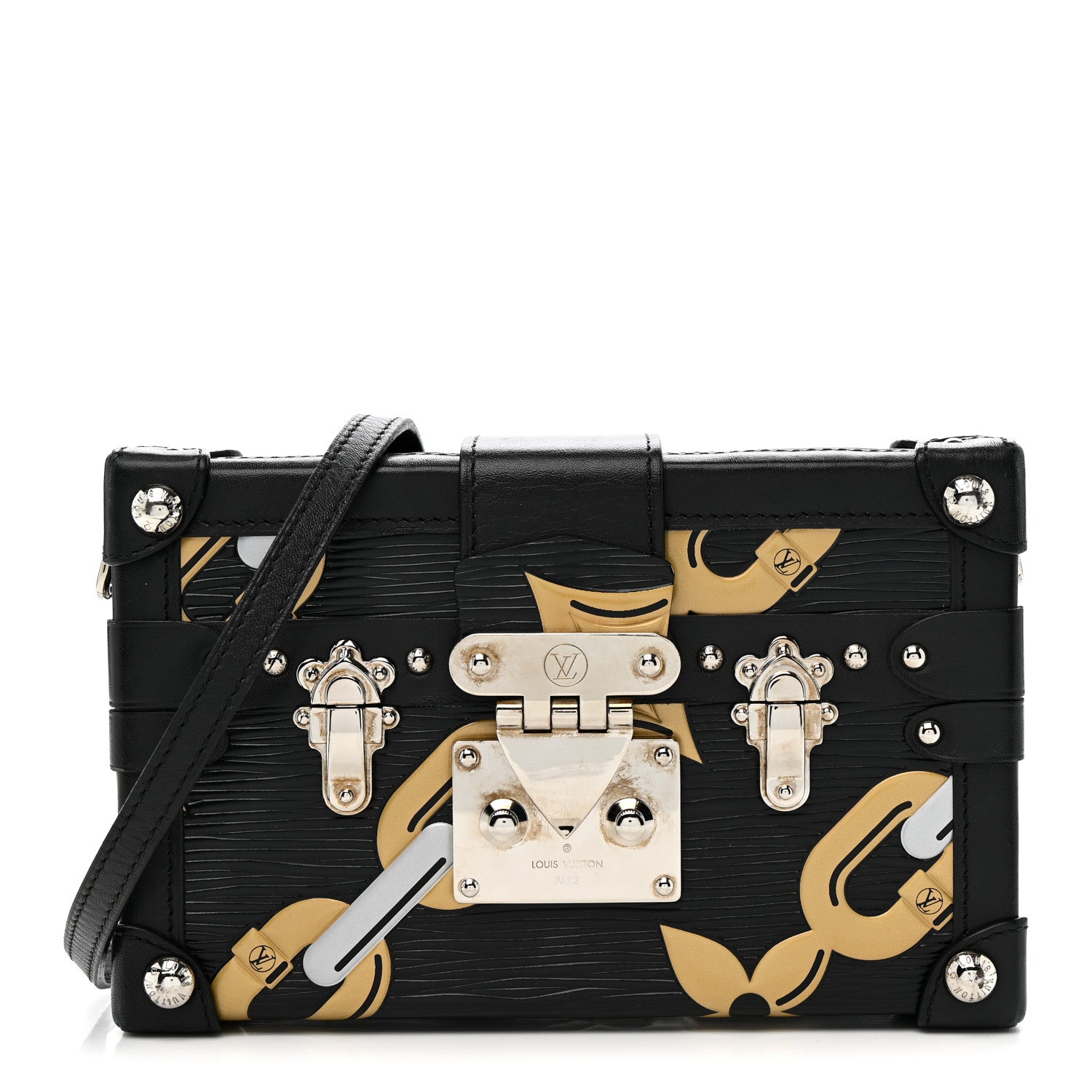 Louis Vuitton Epi Chain Flower Petite Malle Black 1 of 13