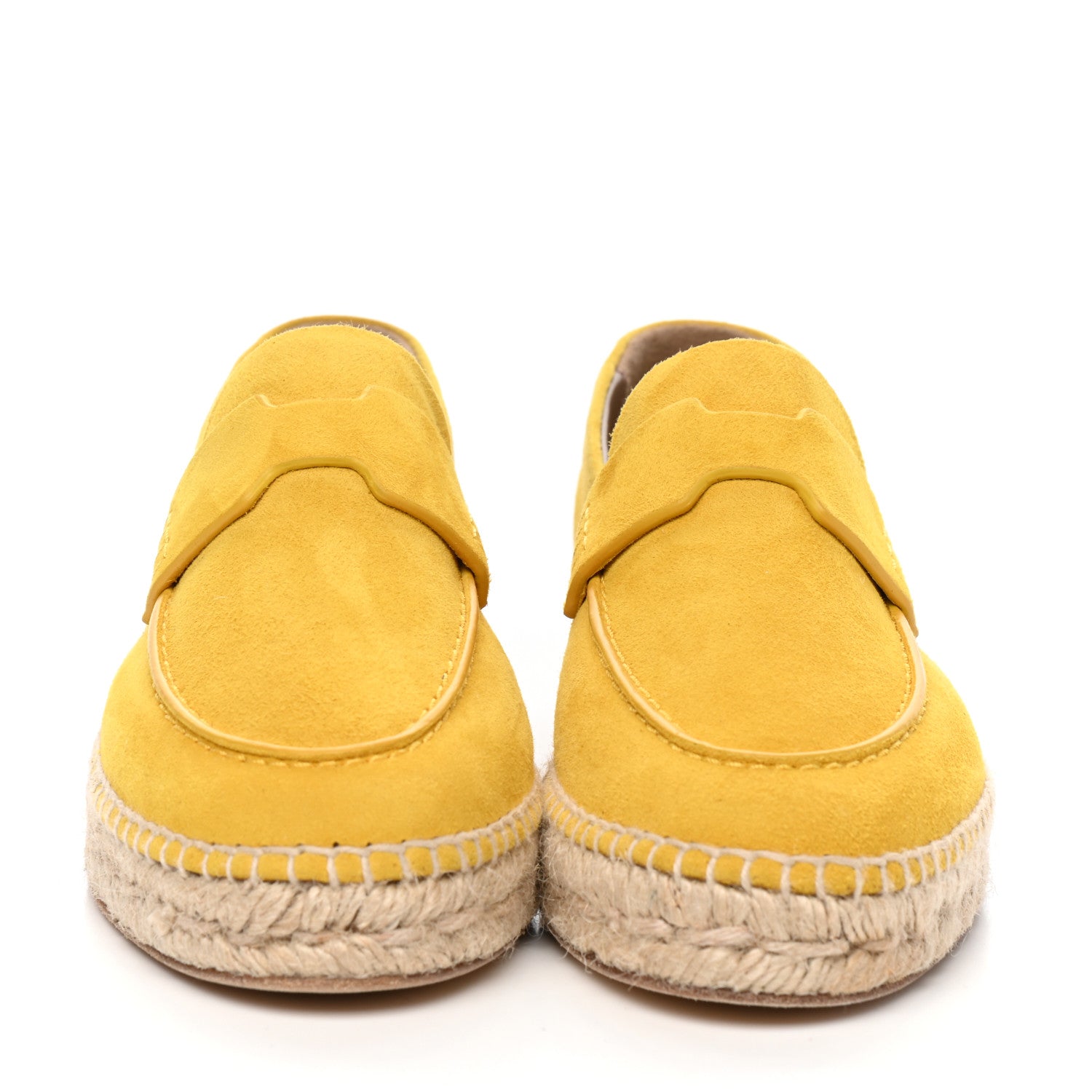 Hermes Suede Goatskin Womens Trip Espadrilles 36 Jaune Citron 2 of 8