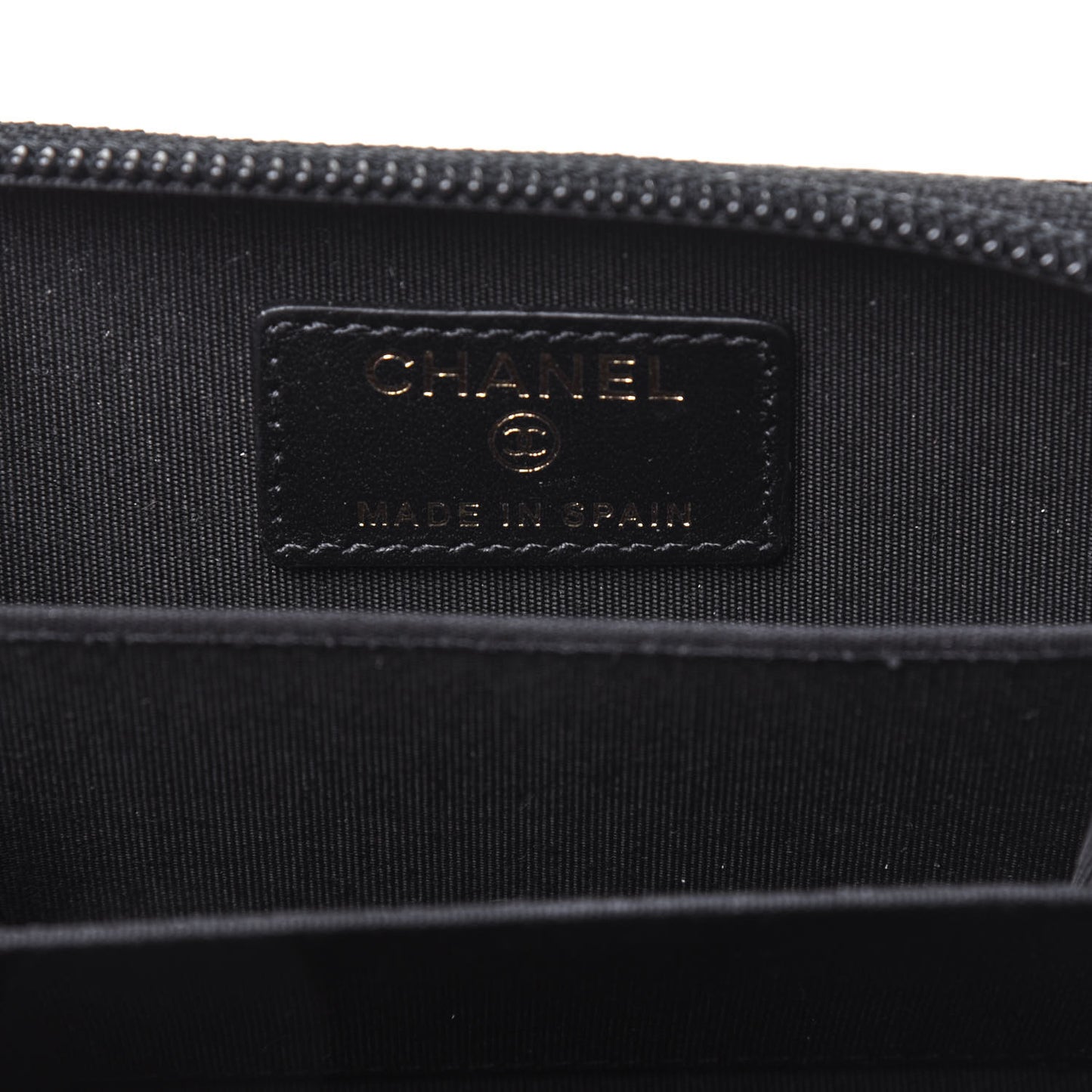 Caviar Chevron Quilted Boy Zip Around Coin Purse Wallet Black