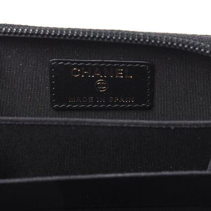Chanel Caviar Chevron Quilted Boy Zip Around Coin Purse Wallet Black 6 of 12