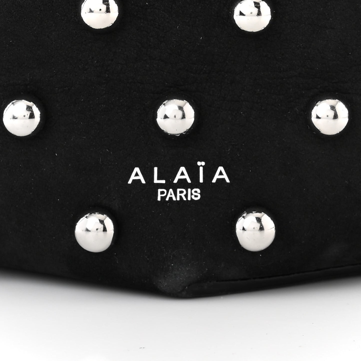 Nubuck Calfskin Studded Medium Folded Bag Black