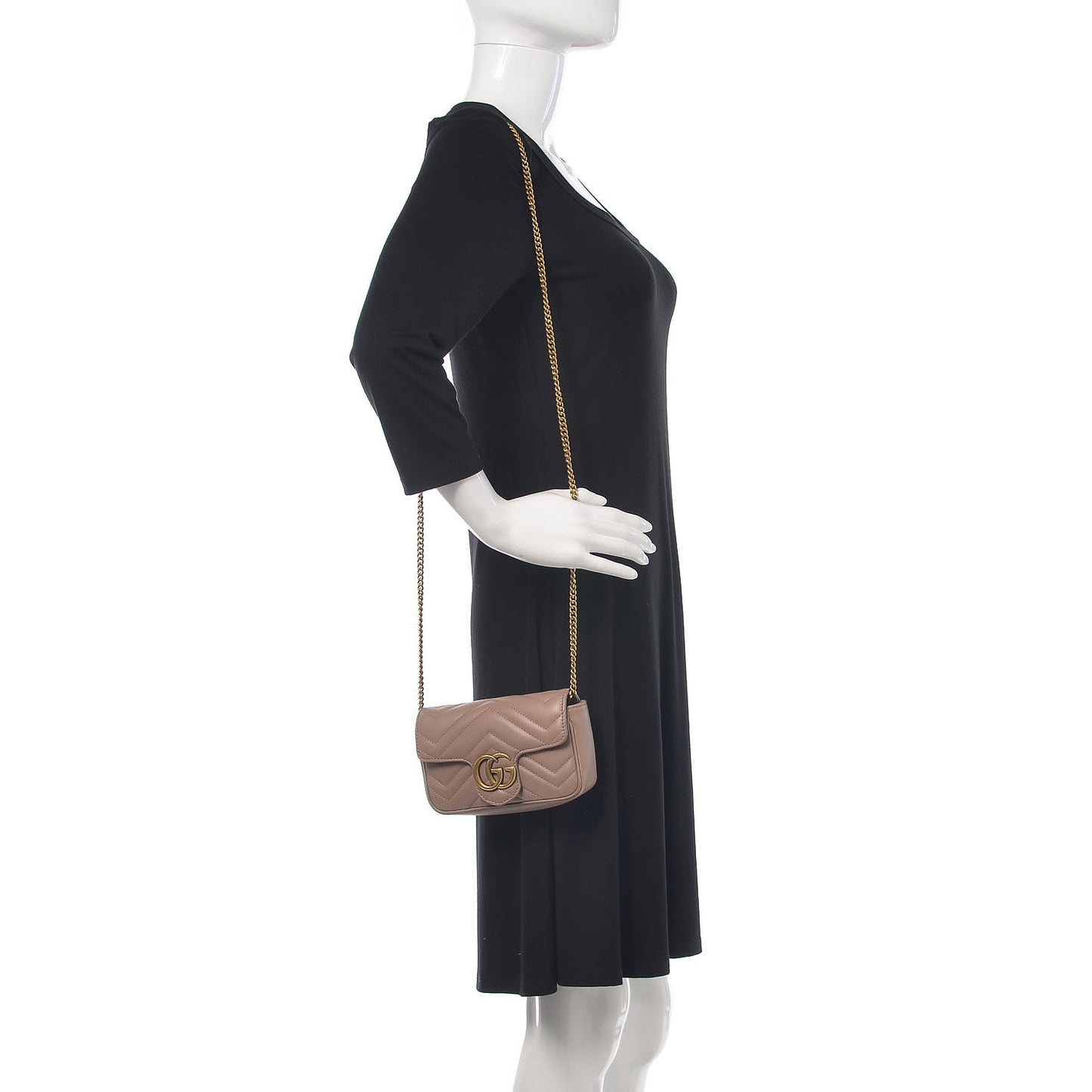Calfskin Matelasse Super Mini GG Marmont Shoulder Bag Porcelain Rose
