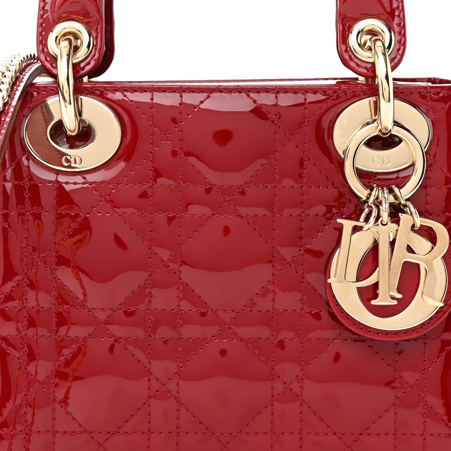 Christian Dior Patent Cannage Mini Lady Dior Red 8 of 15