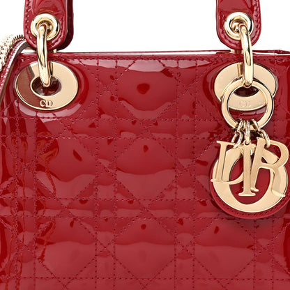 Christian Dior Patent Cannage Mini Lady Dior Red 8 of 15