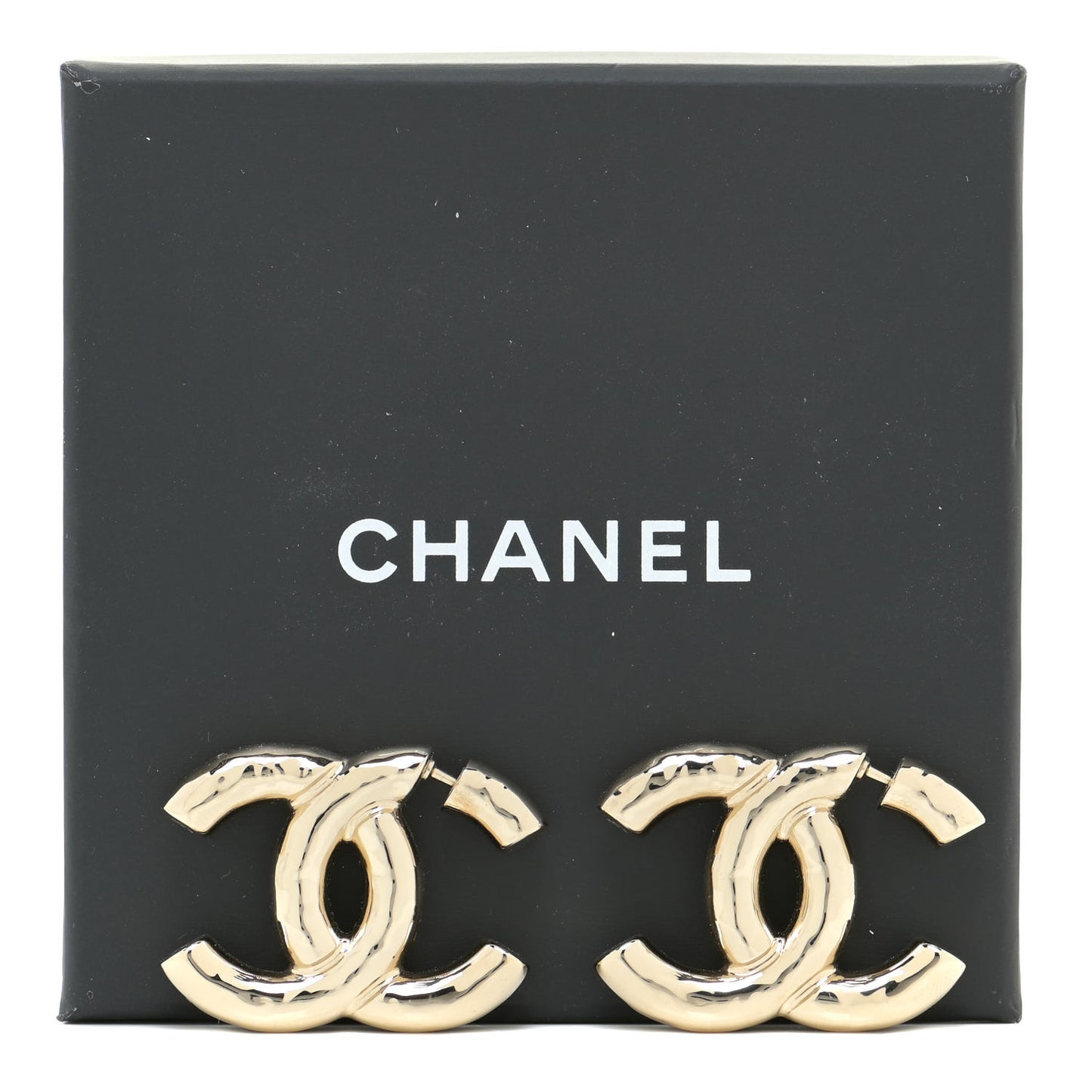 Metal Large CC Earrings Light Gold
