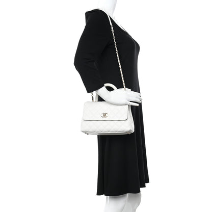Chanel Caviar Quilted Mini Coco Handle Flap White 2 of 12