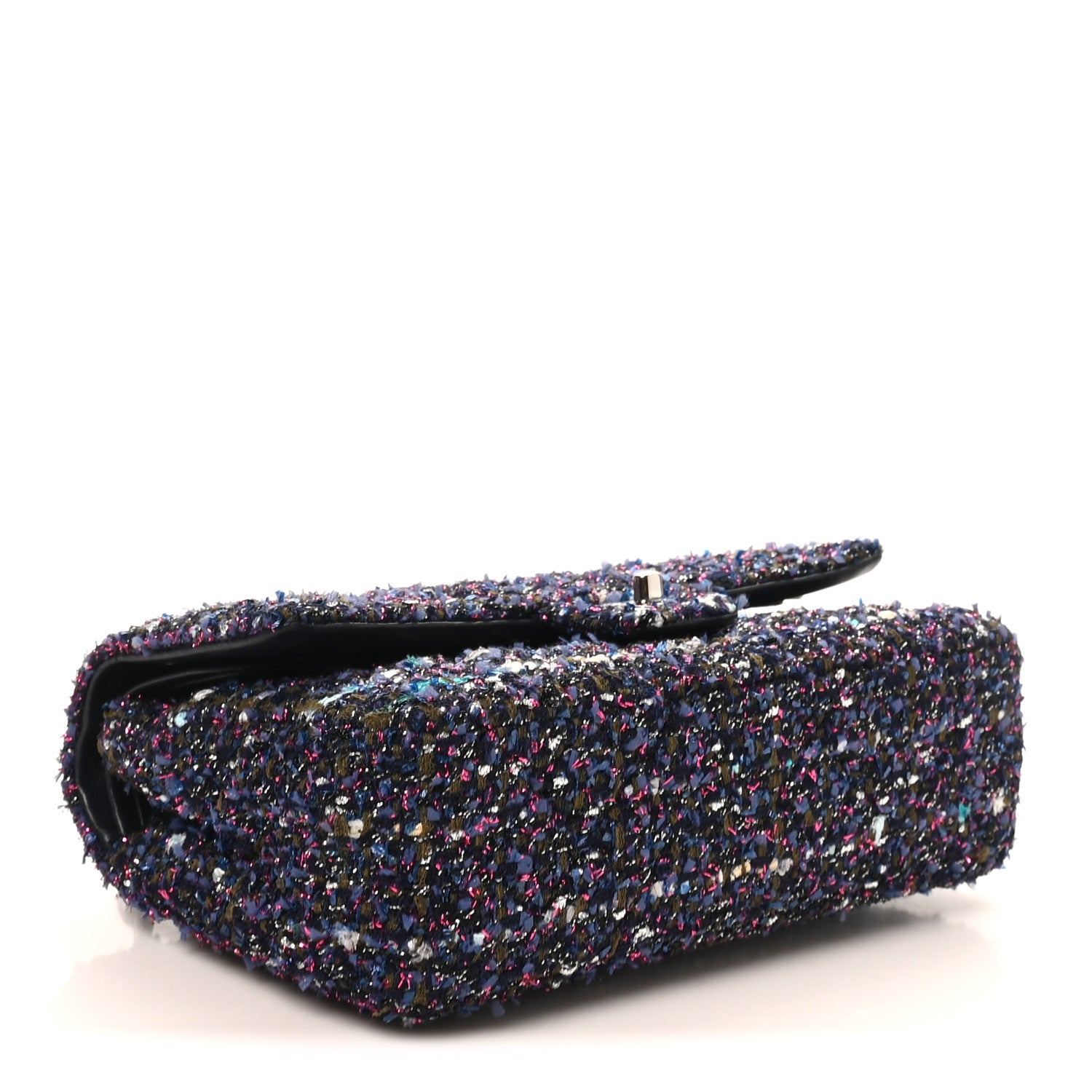 Chanel Tweed Quilted Medium Double Flap Blue Purple Khaki Pink 4 of 10