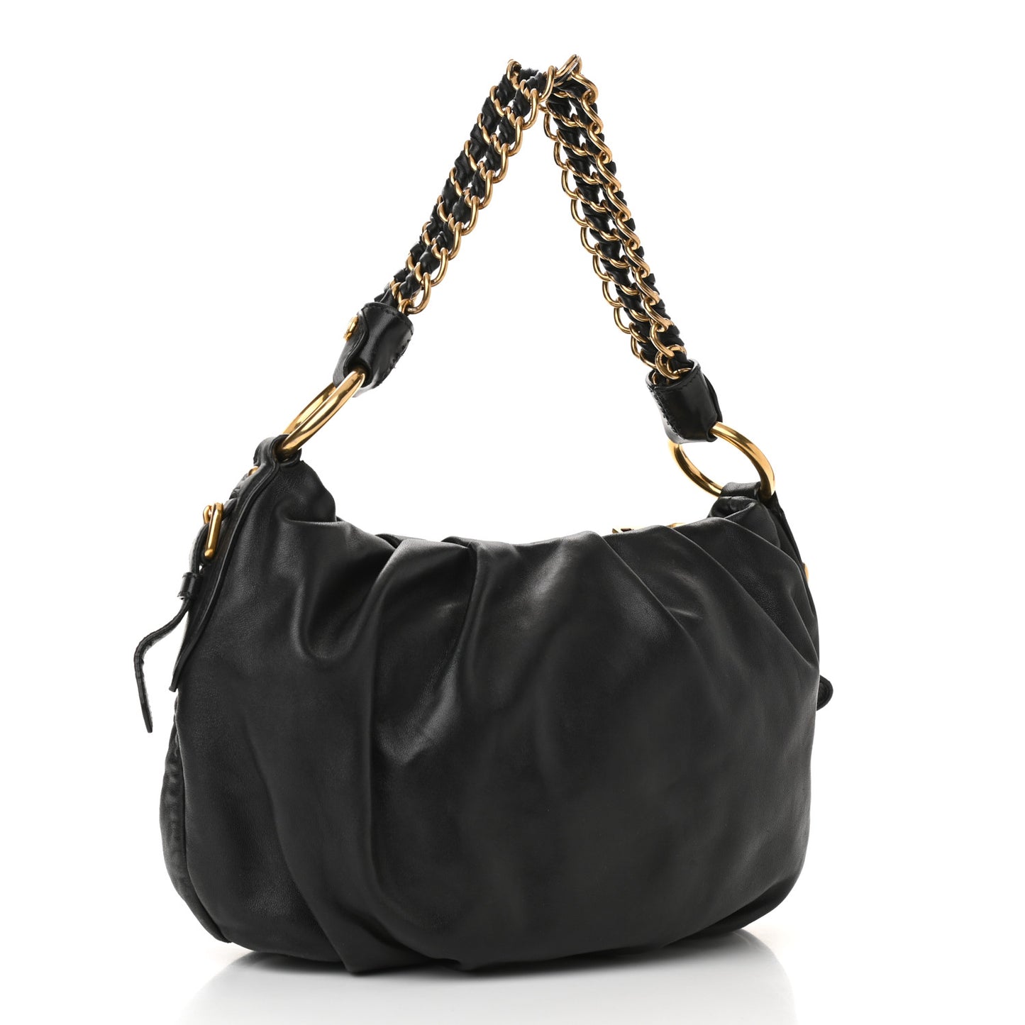 Soft Calf Pleated Hobo Black