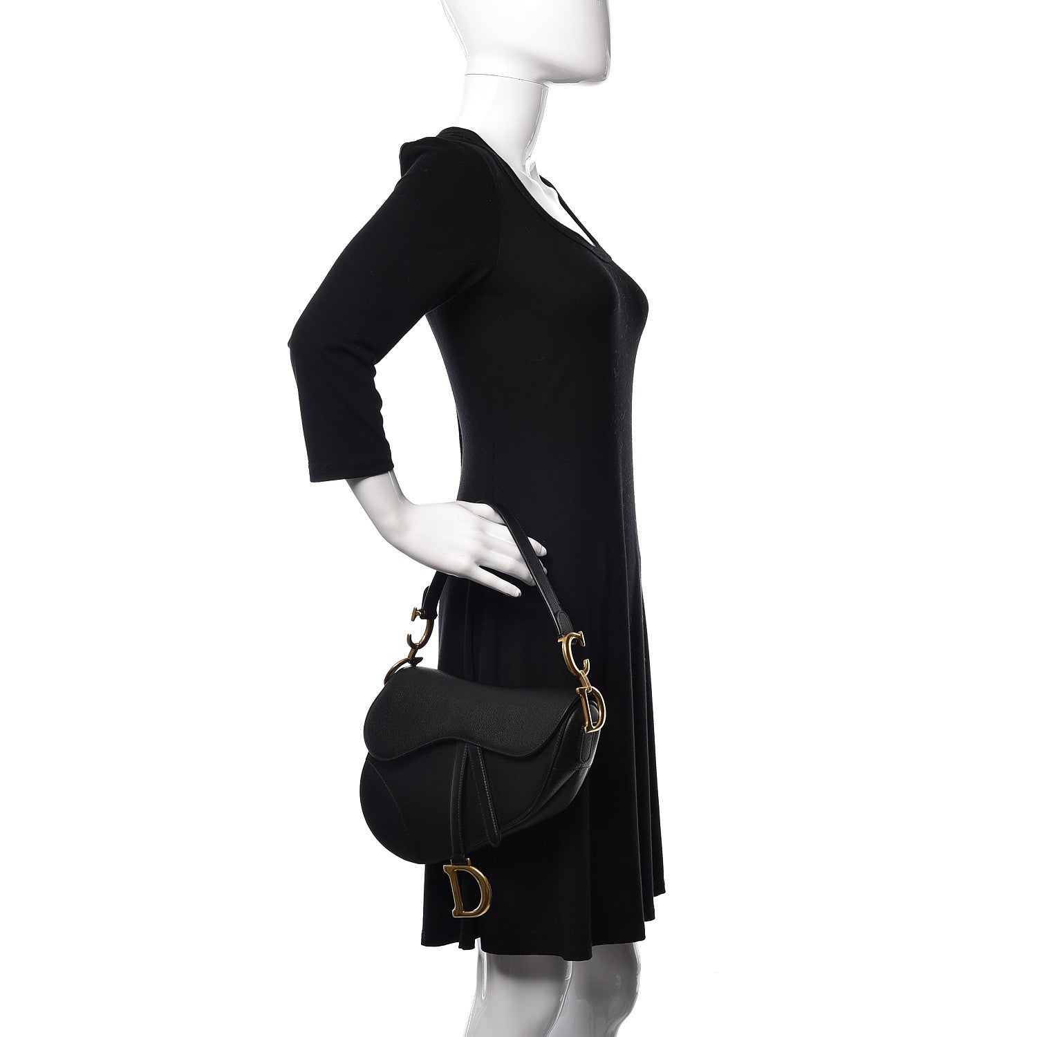 Christian Dior Grained Calfskin Mini Saddle Bag Black 2 of 9