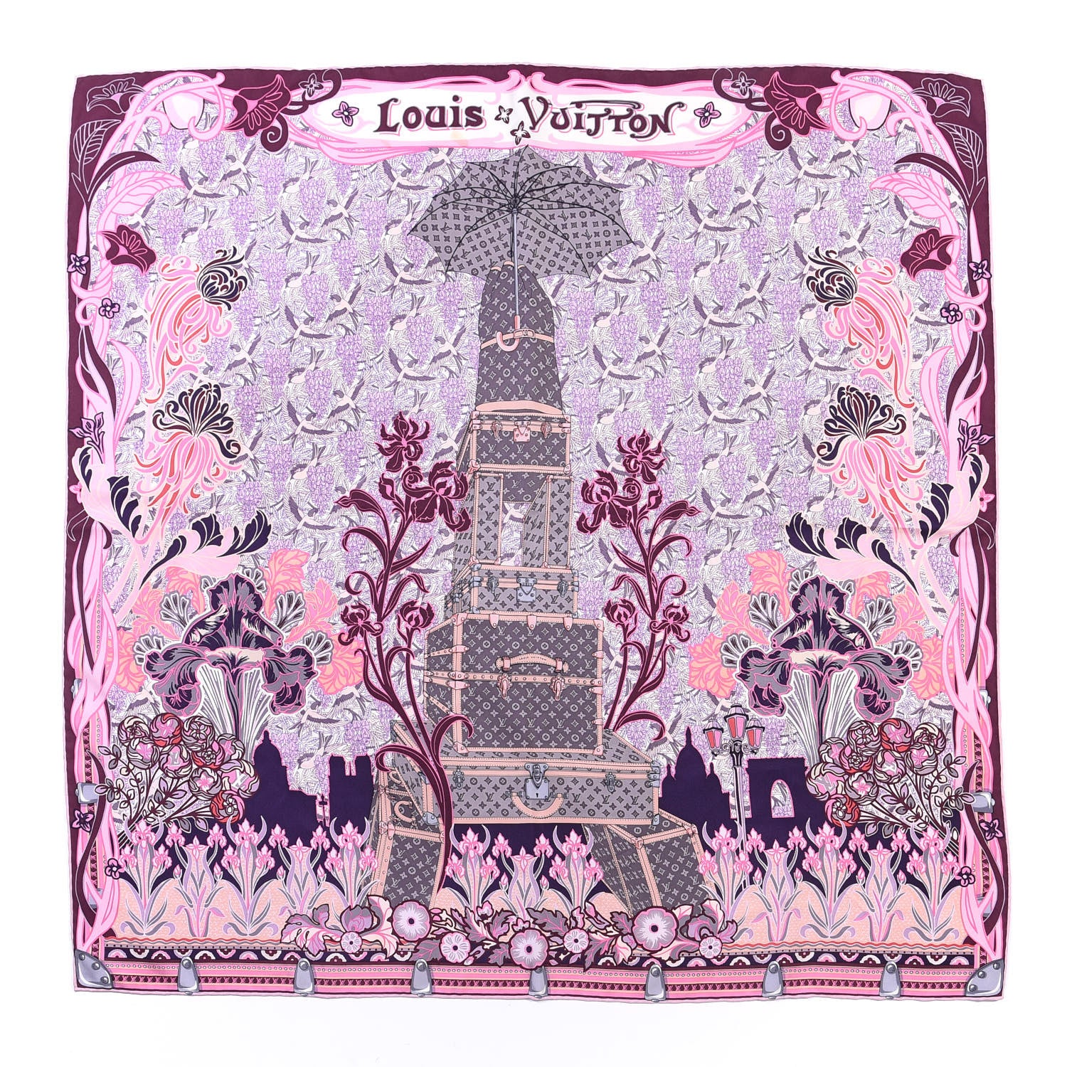 Louis Vuitton Silk Louis A Paris Square Scarf Rose 1 of 3