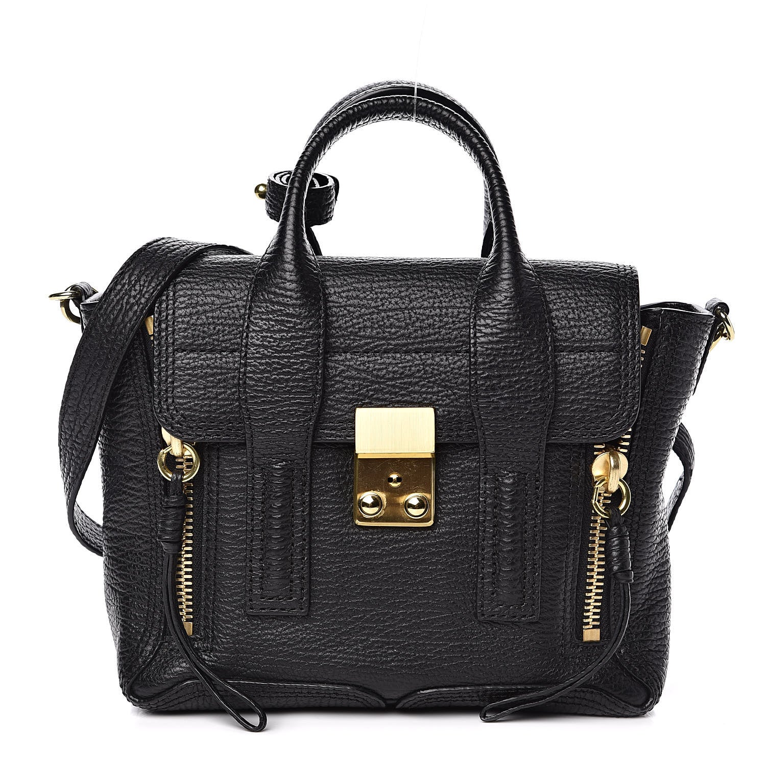 3.1 Phillip Lim 3.1 Textured Calfskin Mini Pashli Satchel Black 1 of 10