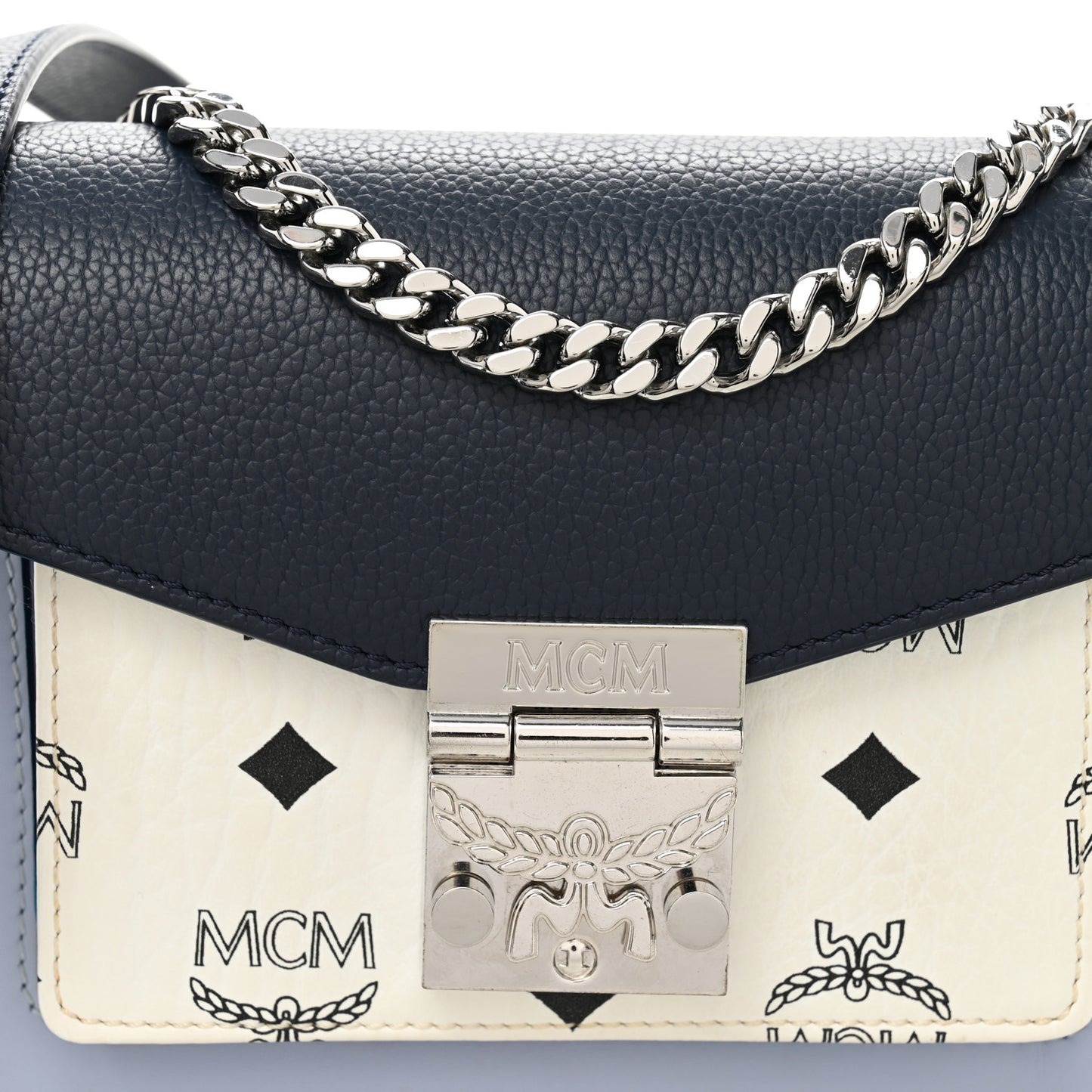 Calfskin Visetos Mini Patricia Crossbody Bag Indigo White