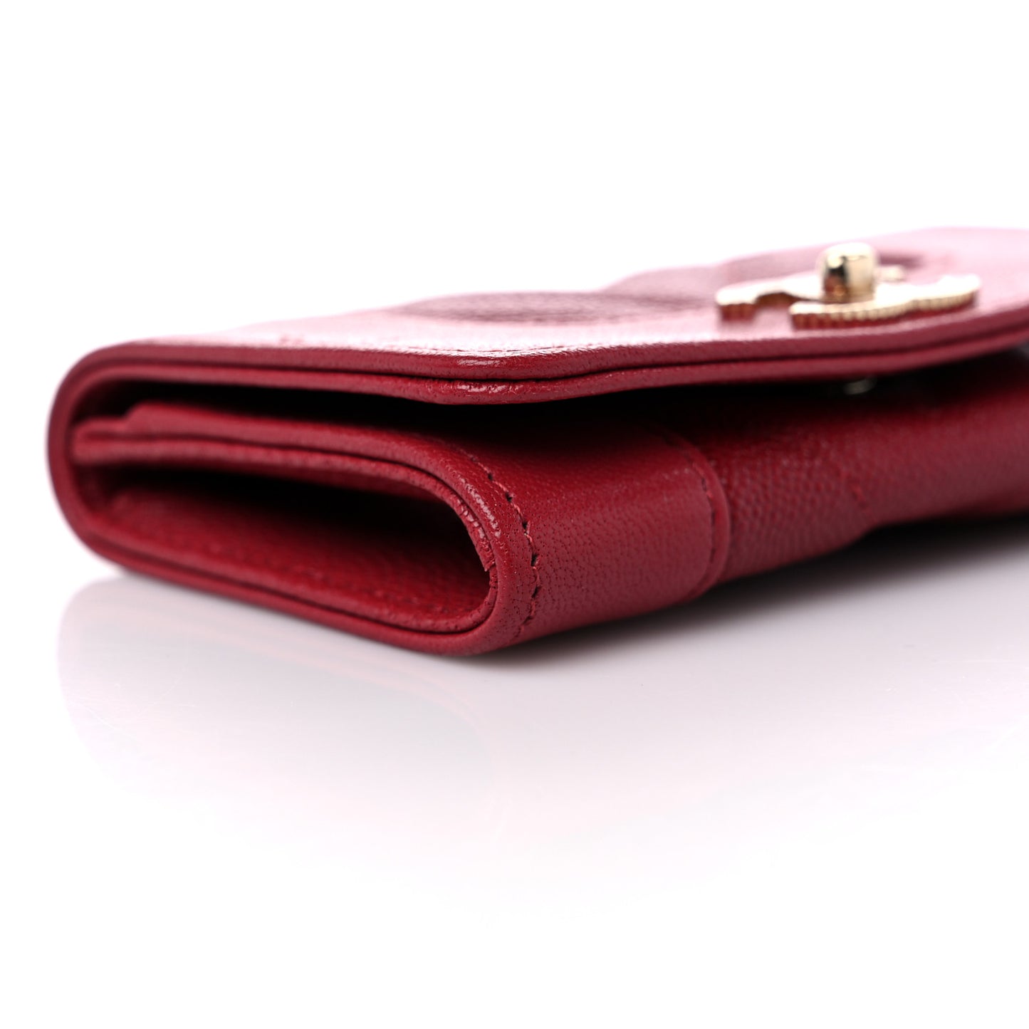 Caviar Chevron Quilted Mademoiselle Flap Card Holder Dark Pink