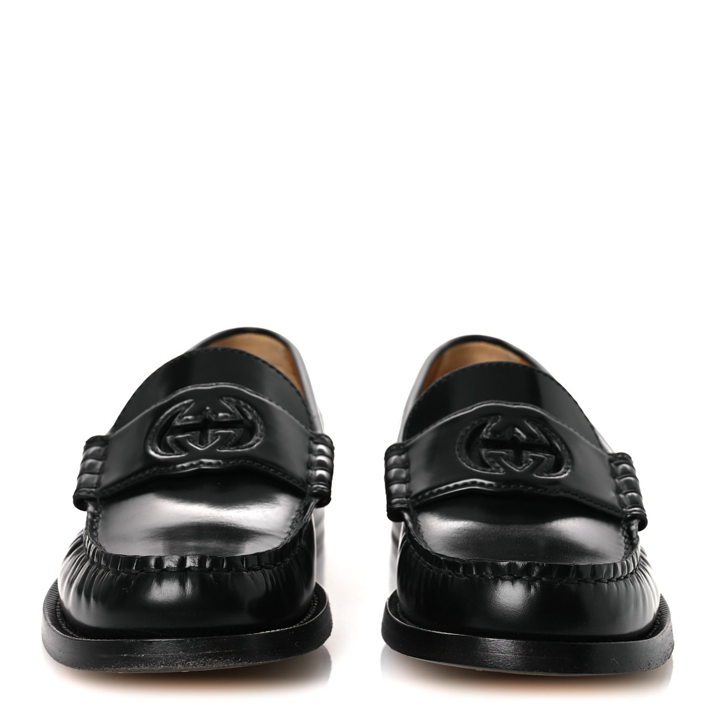 Millennial Ribot Cut Out Interlocking G Loafers 38 Black