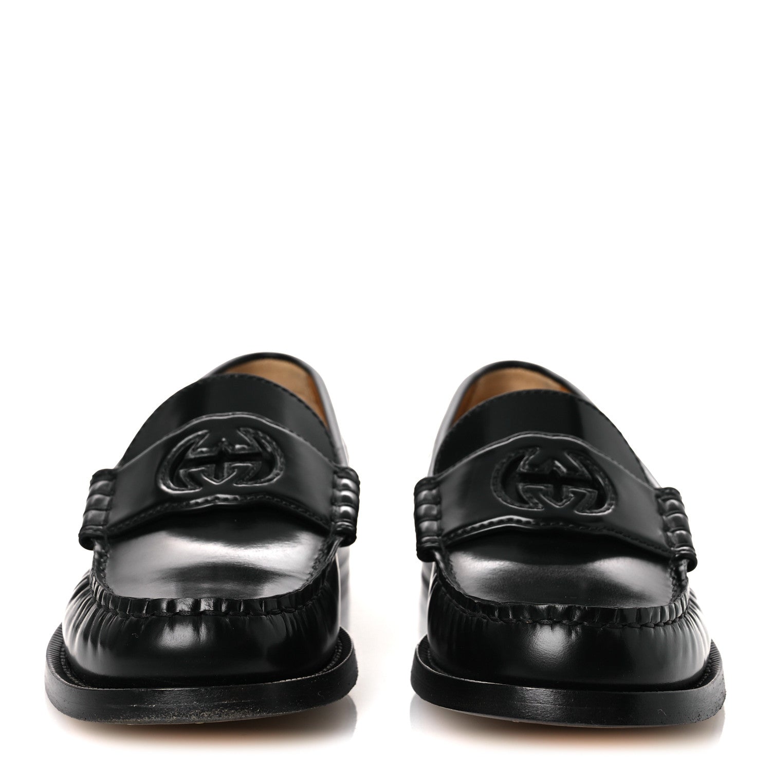 Gucci Millennial Ribot Cut Out Interlocking G Loafers 38 Black 3 of 12