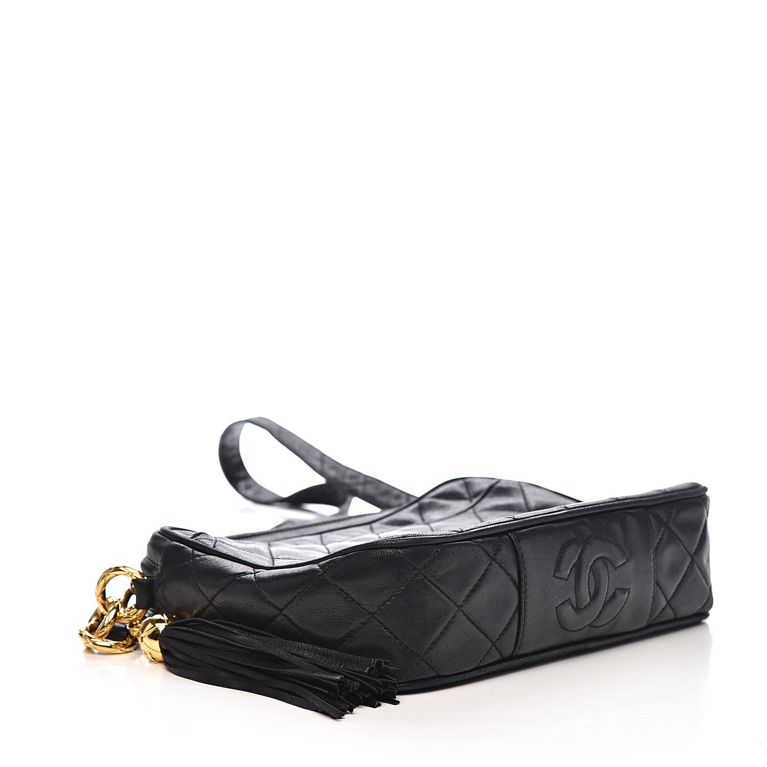 Chanel Lambskin Quilted CC Tassel Camera Case Black 4 of 15