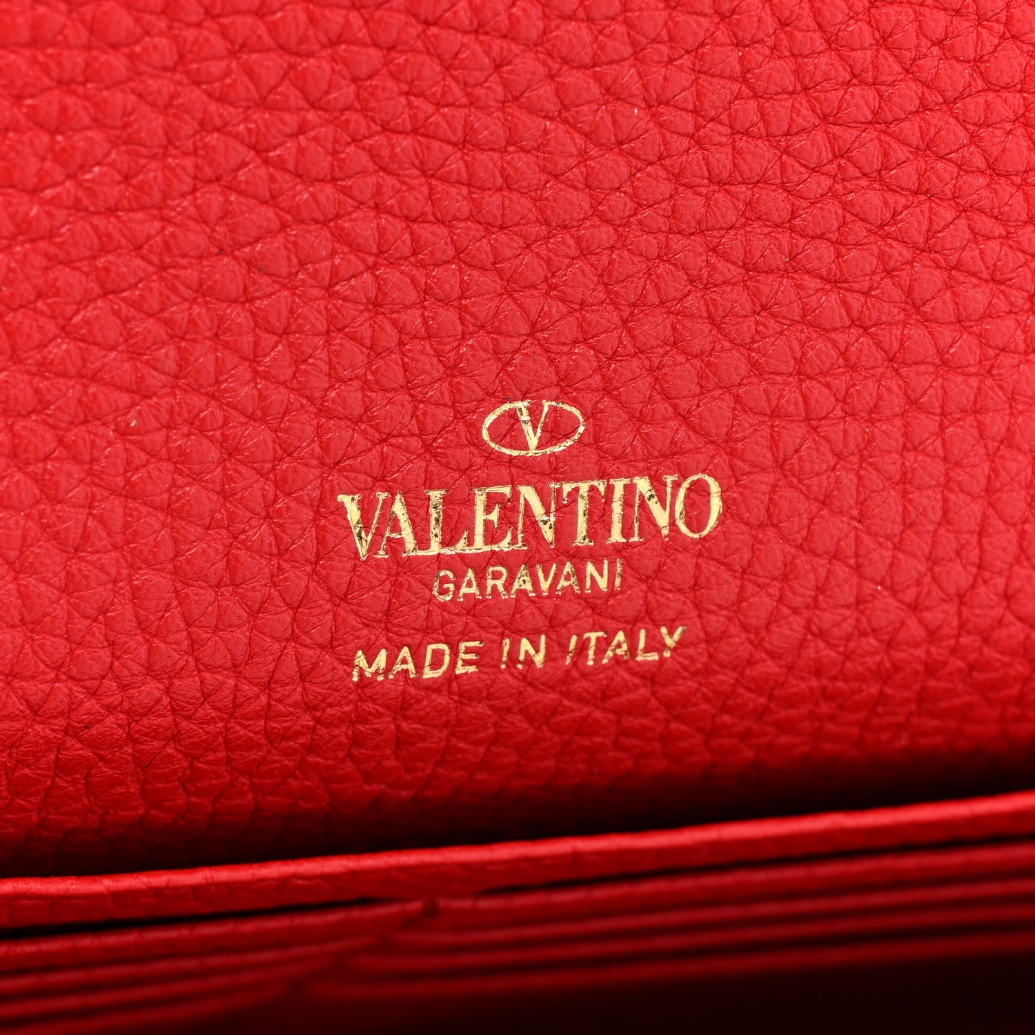 Valentino Garavani Pebbled Calfskin Rockstud Envelope Wallet on Chain Rouge Pur 9 of 12
