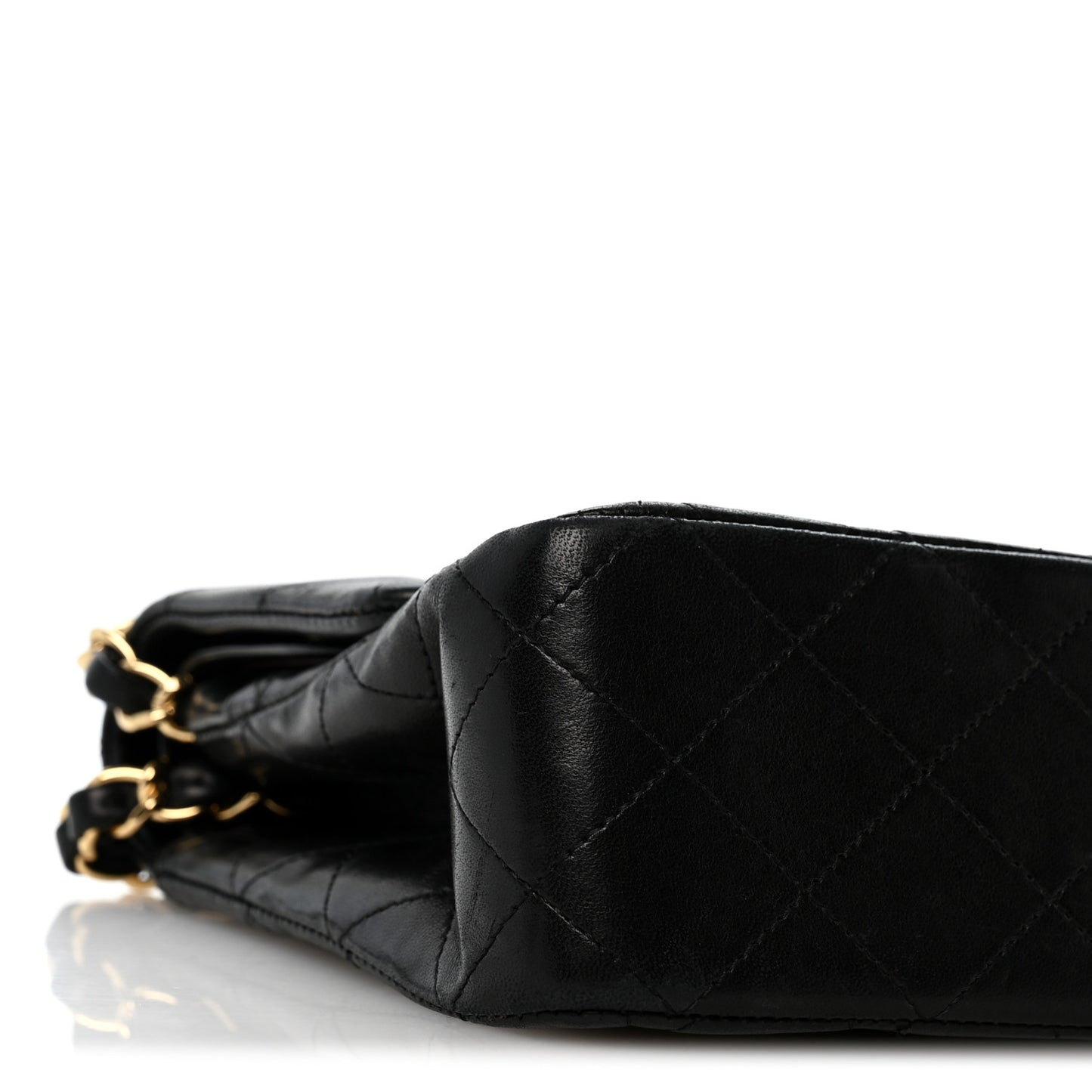 Lambskin Quilted Medium Double Flap Black