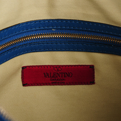 Valentino Garavani Vitello Large Rockstud Zip Wristlet Pouch Blu Delft 6 of 7