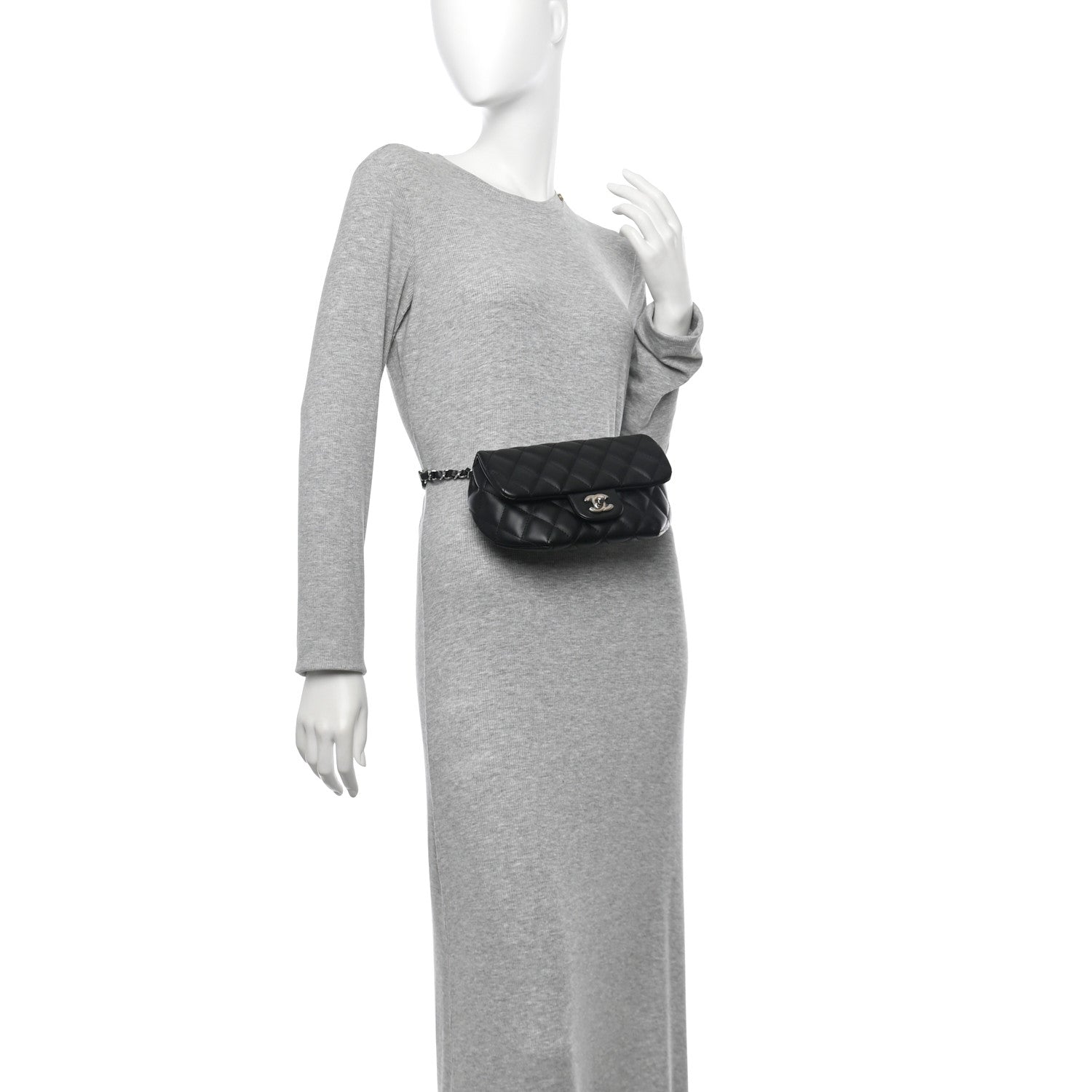 Chanel Calfskin Quilted CC Uniform Flap Belt Bag Black 2 of 10