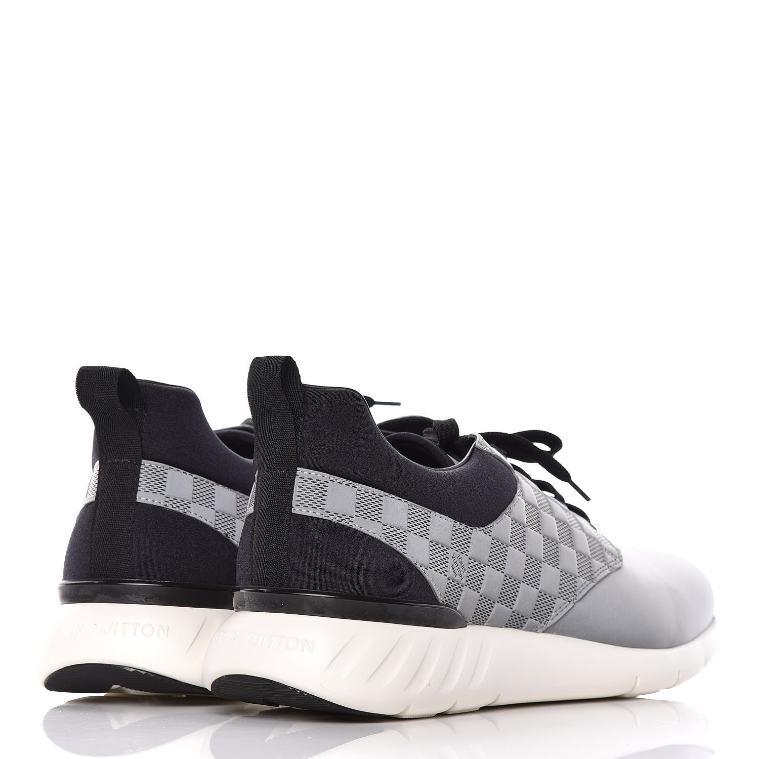 Louis Vuitton Nylon Suede Damier Fastlane Low Sneakers 8.5 Grey Black 4 of 10