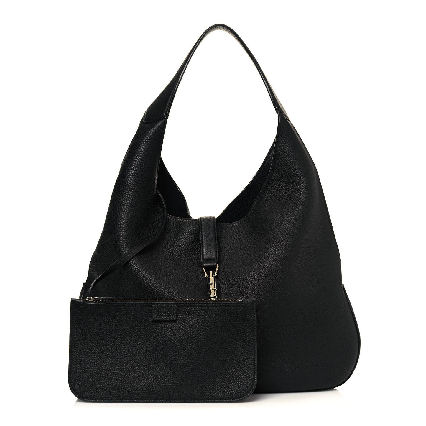 Soft Grained Calfskin Large Jackie Hobo Black