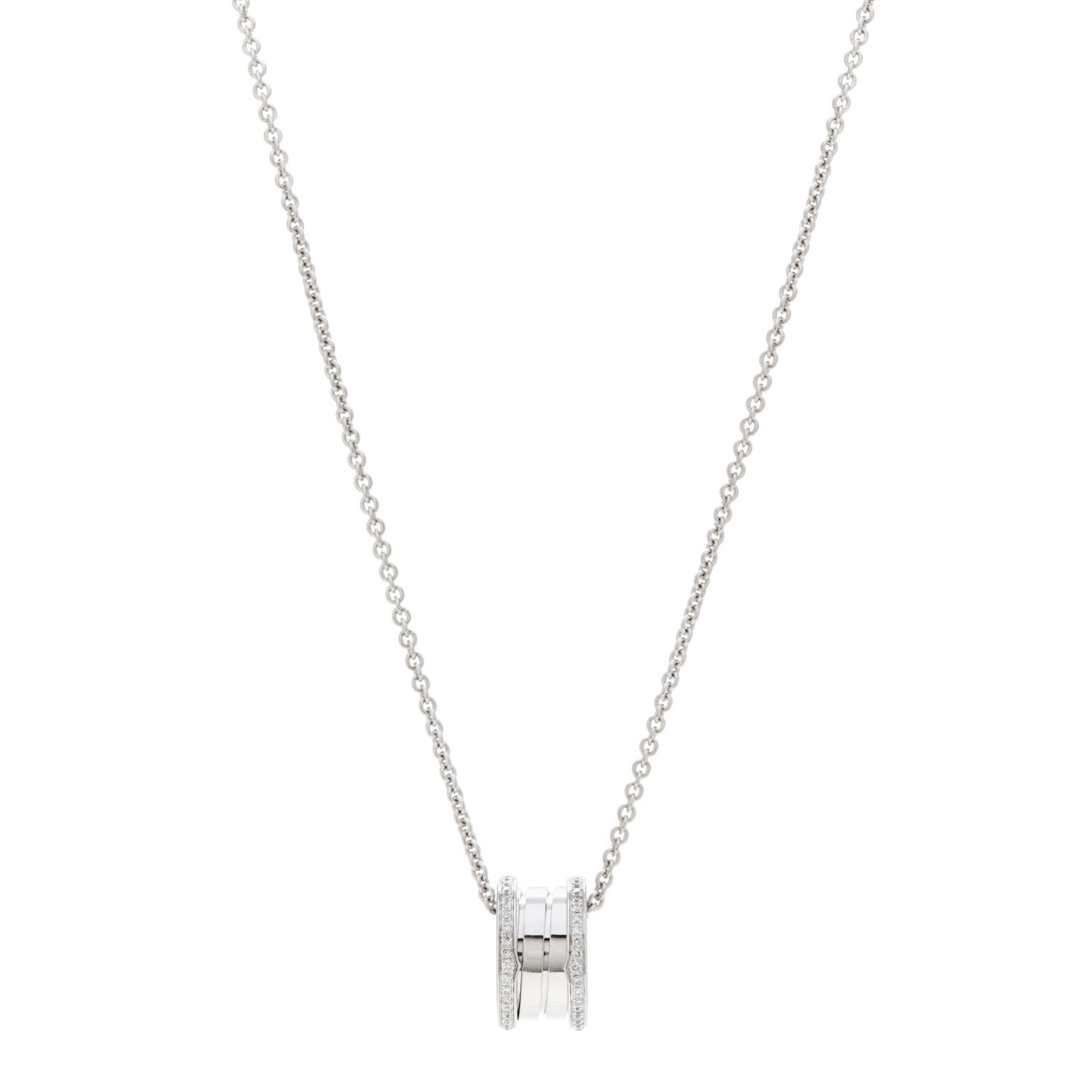 18K White Gold Diamond B.Zero1 Pendant Necklace