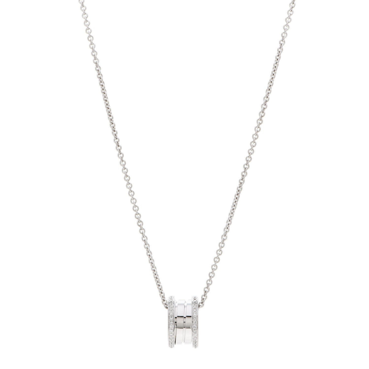 Bulgari 18K White Gold Diamond B.Zero1 Pendant Necklace 1 of 6