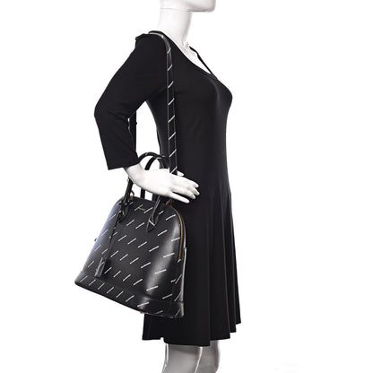 Balenciaga Calfskin Allover Logo M Ville Top Handle Bag Black 2 of 10