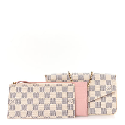 Louis Vuitton Damier Azur Pochette Felicie Chain Wallet Rose Ballerine 3 of 11